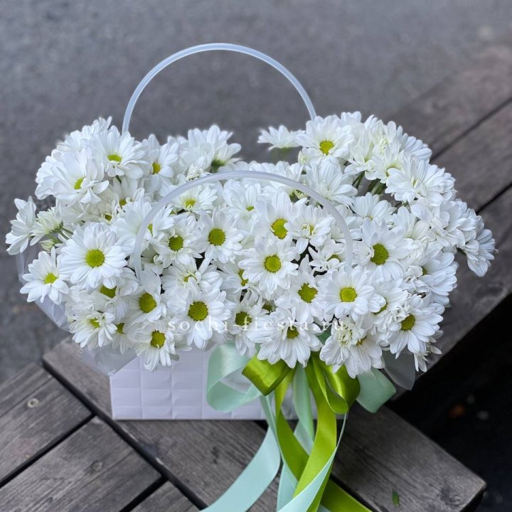 Сумка с хризантемами ромашками в Королёве