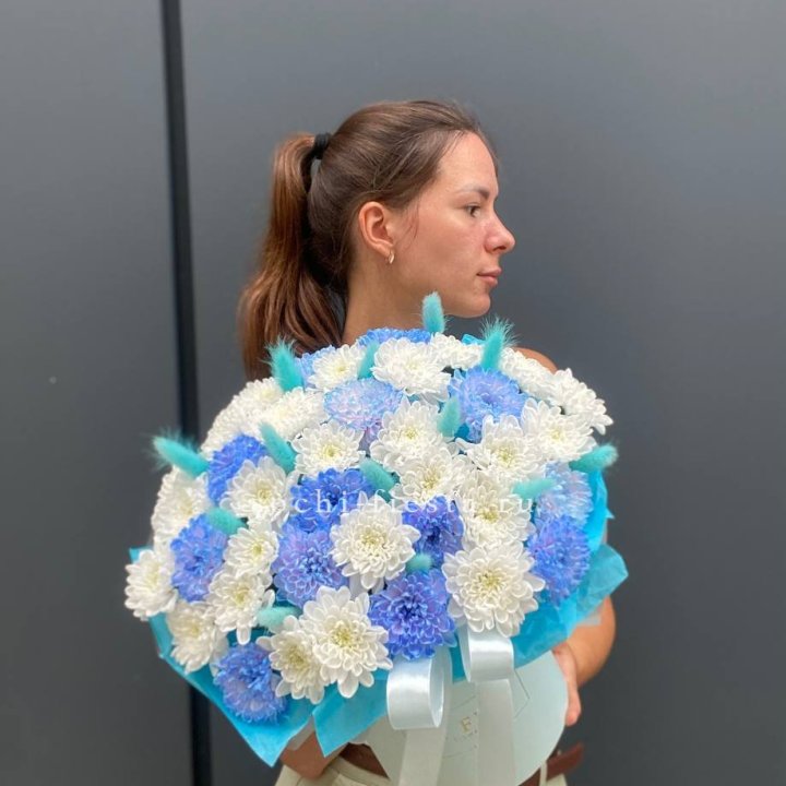  Коробочка  хризантем и лагуруса в Королёве