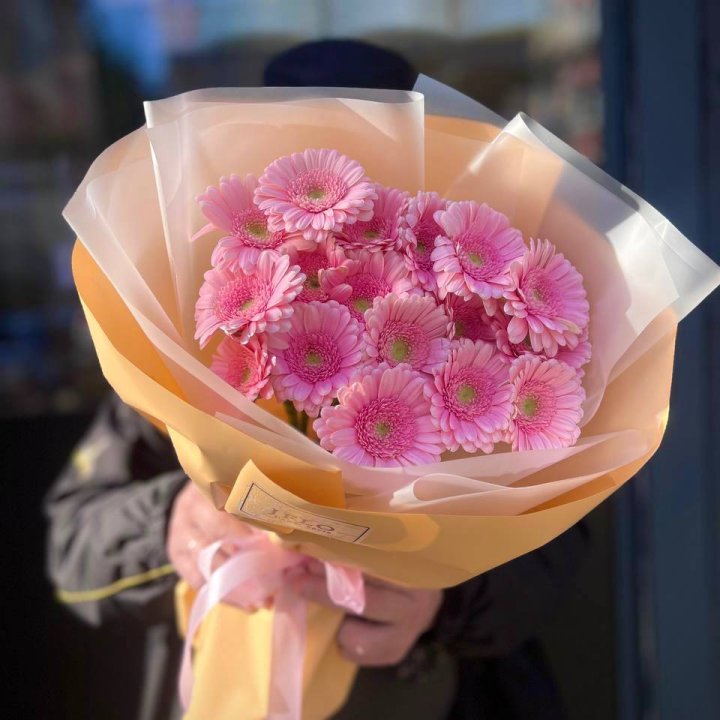 17 розовых гербер  в Королёве