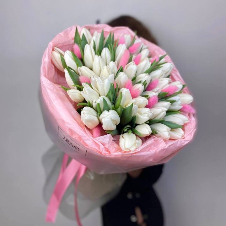 51 белый тюльпан "Рози" в Королёве