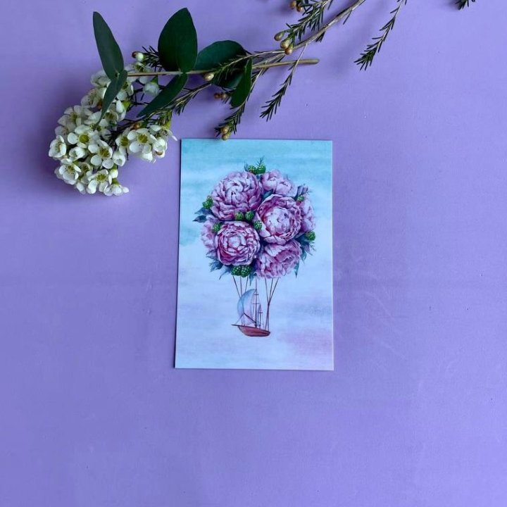 Открытка к букету "Пион" в Королёве