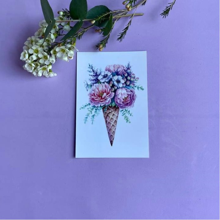 Открытка к букету "Цветочно-кремовый" в Королёве