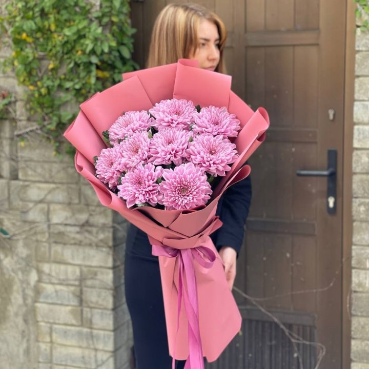 Букет хризантем розовый в Королёве