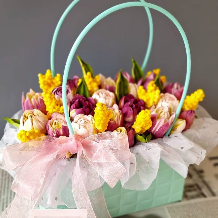 Тюльпаны в сумочке из зефира в Королёве