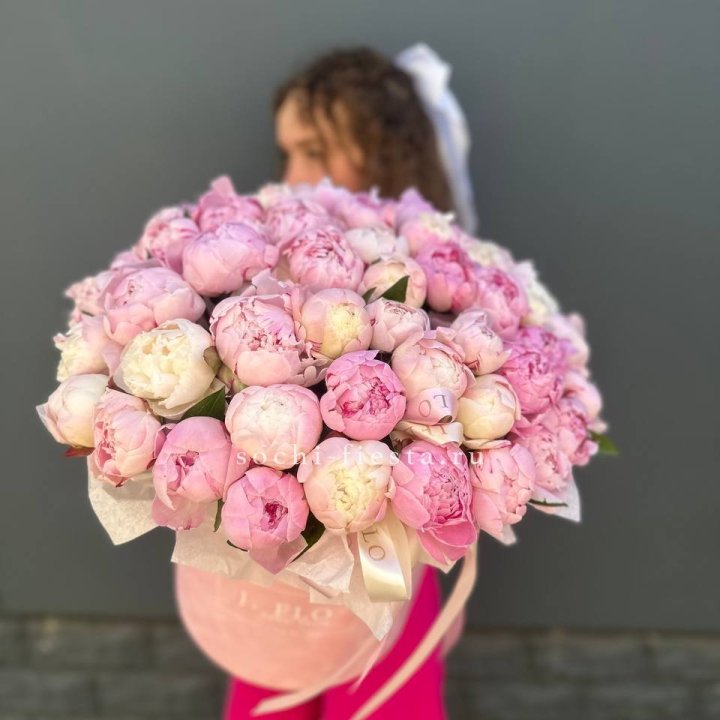 51 нежных пионов  в цилиндре в Королёве